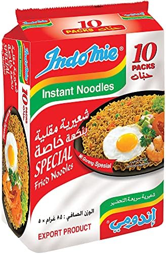 Indomie Special Instant Fried Noodles with Seasoning Powder and Sauce (Pack of 10 - 85 g Each)