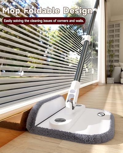 360° Spin Mop for All Floors - Foldable Dry & Wet Floor Mop with Dual Water Tanks, Effortless Stain Removal for Tile, Wood, Marble (30cm Ultra-Wide Mop Head)