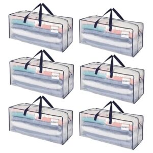 VENO 6 Pack Moving Bags w/Backpack Straps, Moving Boxes & Storage Bins Alternative, Packing Supplies, Camping Accessories Totes for Storage, Dorm Room Essentials Storage Bags (Clear, 6 Pack)