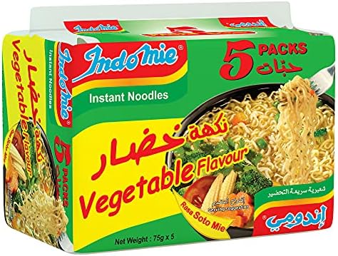 Indomie Soto Instant Noodles, Vegetable Flavour with Seasoning Powder and Sauce (Pack of 5 - 75 g Each)