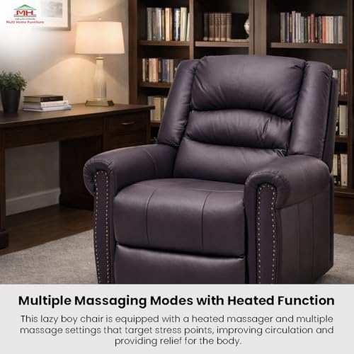 Multi Home Furniture Brown Coffee Electric Recliner Chair for Living Room – Lazy Sofa Chair with Massager & Multiple Modes, Footrest, Lumbar Support, PU Leather Sofa Fabric Recliner Sofa Single Sofa