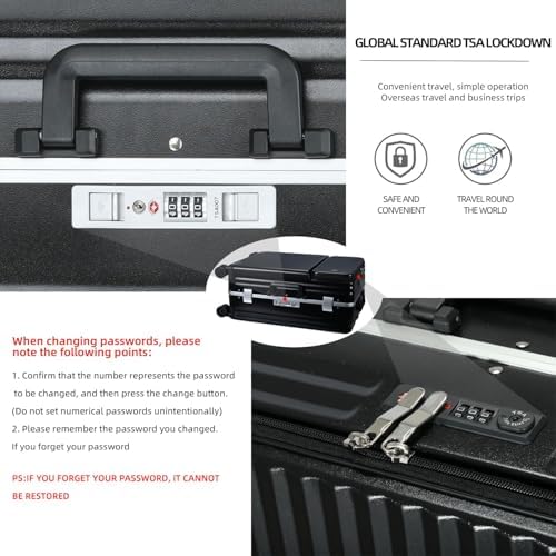 Wemart Travel ABS Luggage, Carry On Cabin Travel Trolley Bag with Combination Lock and 4 Spinner Wheels,ABS+PC Harshell (Black 20 Inch)