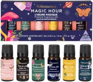 Folkulture Essential Oil Set for Diffusers for Home, Set of 6 Fragrance Oils or Aromatherapy Oils - White Sage, Balsa Cedarwood, Orange, Green Tea, Ocean Salt, Rose | Ramadan Gifts Set (Magic Hour)