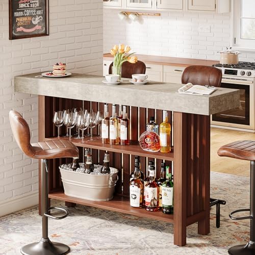 Tribesigns 160cm Large Home Bar Unit, 2-Tier Mini Bar Table Height Pub Table with Footrest, Modern Coffee Bar Cabinet for Home Kitchen, Bistro, Dining Room, Living Room