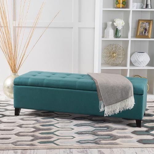 Ripple FURNITURE Home ModernFabric Storage Ottoman (Teal)