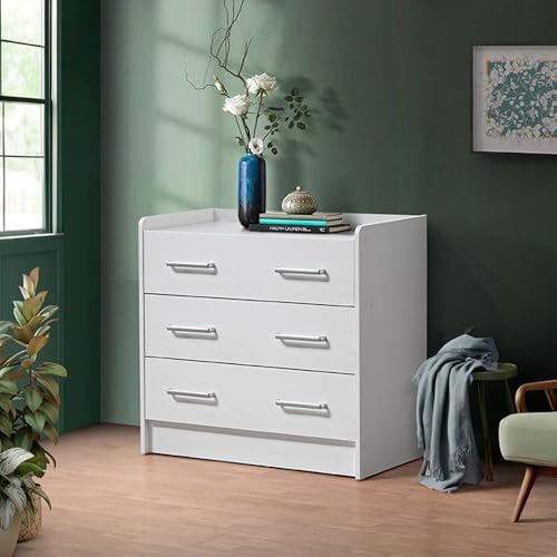 Danube Home Supreme 3 Drawer Young Dresser | Durable Vanity Table | Dressing Makeup Desk With Storage | Modern Design Bedroom Furniture L80xW40.5xH76cm - White