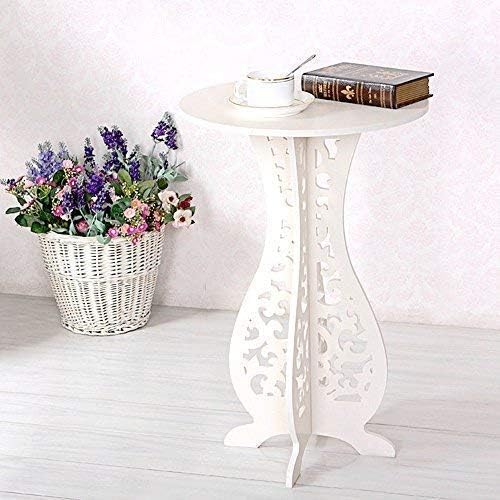 BigTree White Small Coffee Table Desk Wood Plastic Board Round Small Tea Corner Table Side End Occasional Lampe Plant Table Rack Stand Home Furniture Racks living room-60X40X31cm