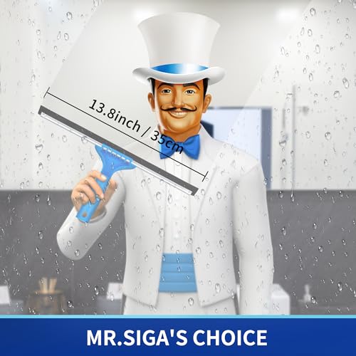 MR.SIGA Professional Window Cleaning Combo - Squeegee & Microfiber Window Scrubber