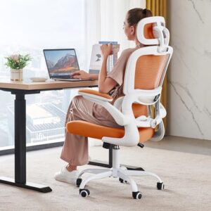 TRALT Office Chair Ergonomic Desk Chair, 330 LBS Home Mesh Office Desk Chairs with Wheels, Comfortable Gaming Chair, High Back Office Chair for Long Hours (Burnt Orange)