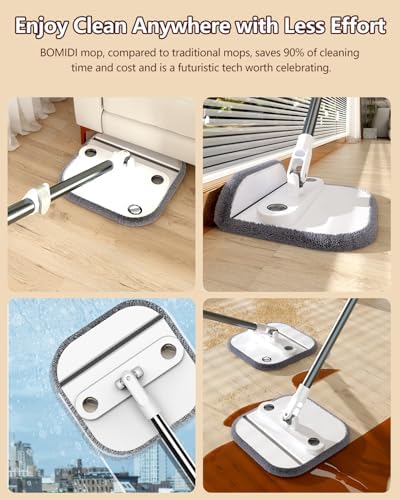 360° Spin Mop for All Floors - Foldable Dry & Wet Floor Mop with Dual Water Tanks, Effortless Stain Removal for Tile, Wood, Marble (30cm Ultra-Wide Mop Head)