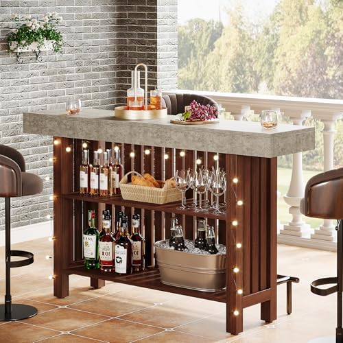 Tribesigns 160cm Large Home Bar Unit, 2-Tier Mini Bar Table Height Pub Table with Footrest, Modern Coffee Bar Cabinet for Home Kitchen, Bistro, Dining Room, Living Room