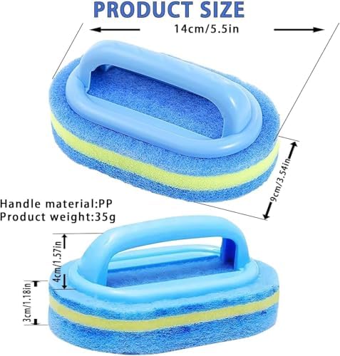 Handles Sponge Brush Blue Soft Magic Sponge Eraser Cleaning Bathtub Ceramic Tile Cleaner Kitchen Tool Household Cleaning Brush - Thick and Durable...
