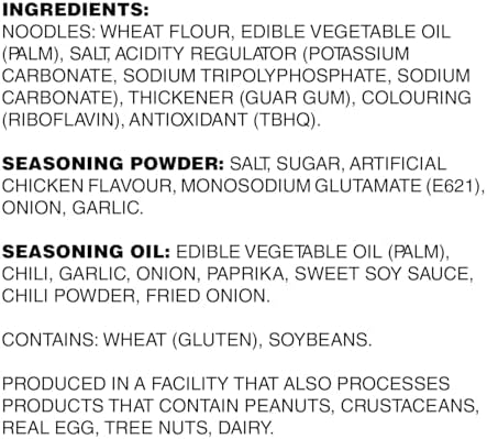 Indomie Instant Fried Noodles Hot & Spicy with Seasoning Powder and Sauce (Pack of 5 - 80 g Each)