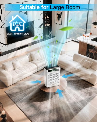 Air Purifiers for Home Large Room Up to 1848sq.ft, Airtok Air purifier for Home Pets with Washable Filter, Air Quality Sensor 20dB Sleep Mode Air Cleaner for Bedroom with Fragrance, Pets Hair Odor