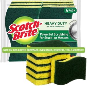 Scotch-Brite Heavy Duty Cellulosic Scrub Sponge, 6 units/pack | Kitchen sponge | Dish sponge | Scrub | General Purpose Cleaning | Food Safe | Non-Rusting | Kitchen, Garage, Outdoor