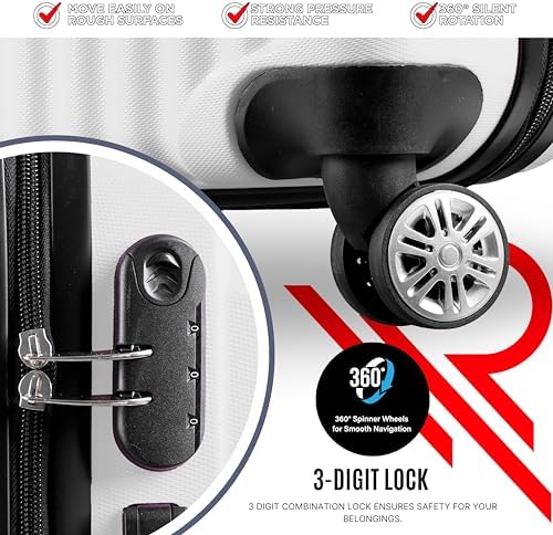 Reflection ABS Luggage, Lightweight & 360° Silent Wheels Suitcase, Airline Approved, ABS Hard Luggage Trolley, Travel Luggage with Spinner Wheels