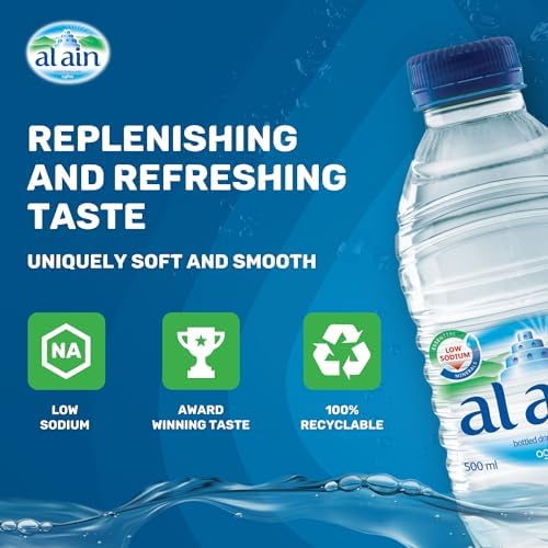 Al Ain Mineral Water, 500ml, Pack of 24, Low Sodium, Balanced Minerals, Bottle