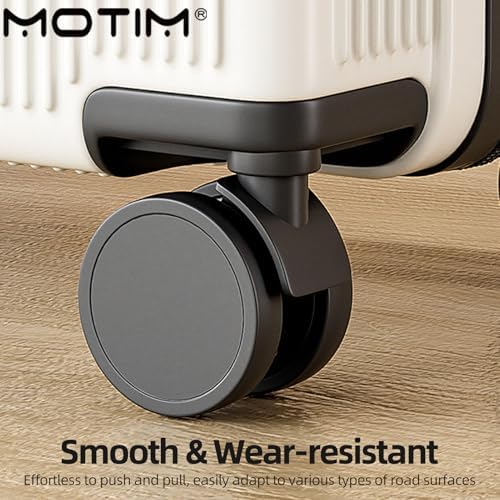 MOTIM حقيبة سفر Travel Suitcase with Wide Handle, Luggage Bag with Charging port, 360° Spinner Wheels, Lightweight Textured Hard Shell, Password Lock (22inch)