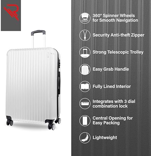 Reflection ABS Luggage, Lightweight & 360° Silent Wheels Suitcase, Airline Approved, ABS Hard Luggage Trolley, Travel Luggage with Spinner Wheels