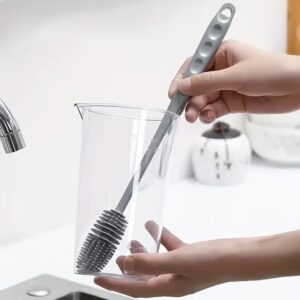 2PCS[Long-Handled Brush for Cleaning] Versatile Long-Handled Silicone Brush for Cups & Bottles - Reusable, Ideal for Kitchen, Bathroom, Car Cleaning, Bathroom Cleaning Tools