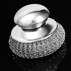 Stainless Steel Kitchen Pot Brush with Ergonomic Handle Wire Ball Cleaning Tools Home Kitchen Dish W