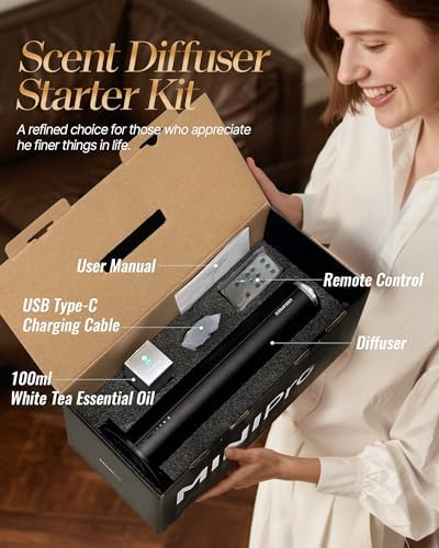 Waterless Essential Oil Diffusers with 2000 Sq.Ft Coverage,120ml Air Scent Diffuser Machine for Home Large Room, Aroma Diffusers for Home/Hotel/Bedroom/Office/APP, Black