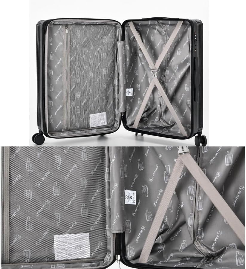 Trolley Travel Luggage Suitcase Set with Front Opening Carrying Cabin Bag Hardshell Bottle Holder Hand Bag 360° Spinner Wheels Lightweight (LIGHT BLUE, 3 PCS SET)