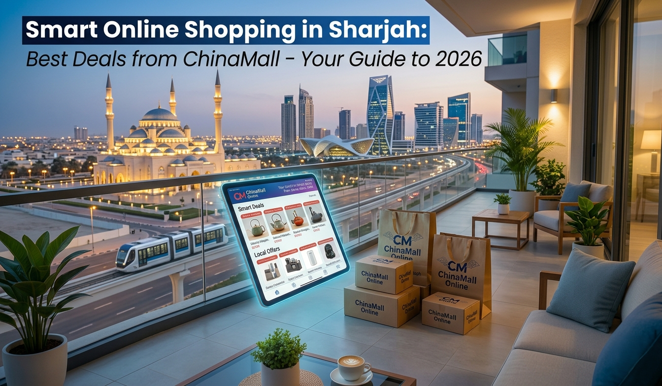 Person browsing online stores and comparing prices for the best shopping deals in Sharjah, UAE
